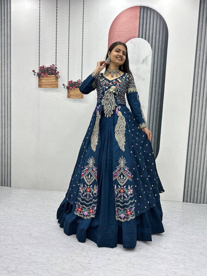 Vichitra Crop Top with Shrug and Lehenga Set for Women