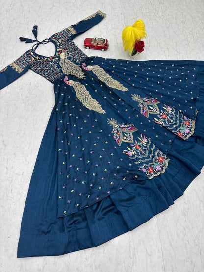 Vichitra Crop Top with Shrug and Lehenga Set for Women