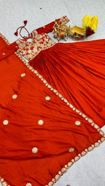 Vichitra Embroidered Long Gown with Dupatta Set