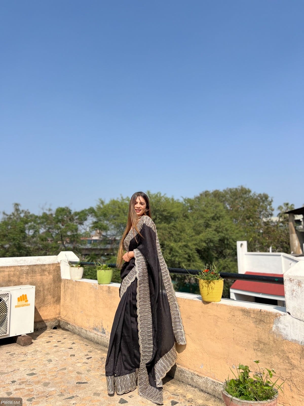 Vichitra Silk Saree with Zari & Stone Work and Embroidered Blouse