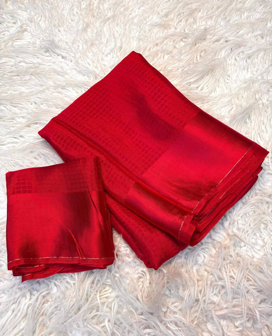 Viscose Chex Saree with Self Butta Jacquard & Satin Border