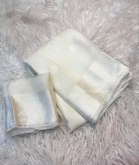 Viscose Chex Saree with Self Butta Jacquard & Satin Border