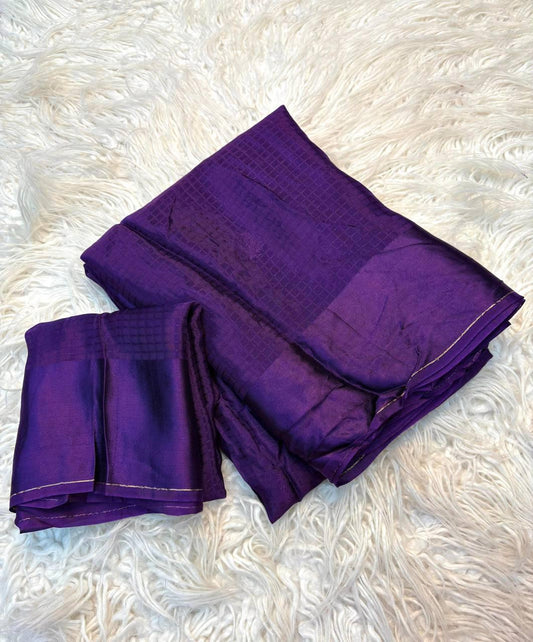 Viscose Chex Saree with Self Butta Jacquard & Satin Border