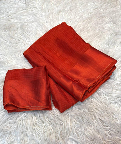 Viscose Chex Saree with Self Butta Jacquard & Satin Border