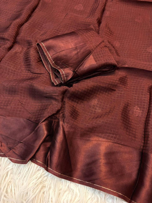 Viscose Chex Saree with Self Butta Jacquard & Satin Border