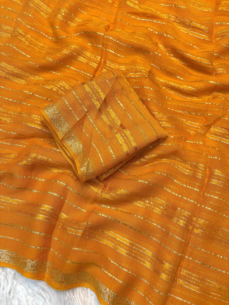 Viscose Georgette Saree with Running Blouse & Sequence Satin Weaving