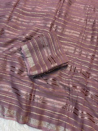 Viscose Georgette Saree with Running Blouse & Sequence Satin Weaving
