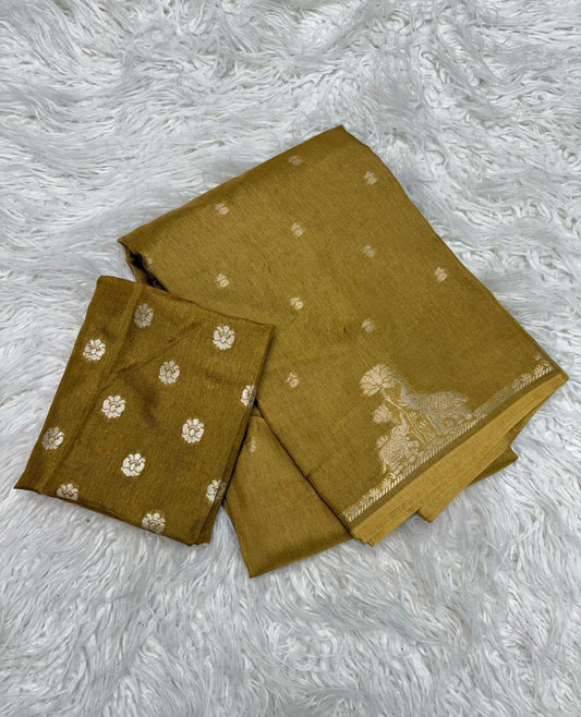 Viscose Russian Dola Saree with Jacquard Elephant Design & Rich Pallu