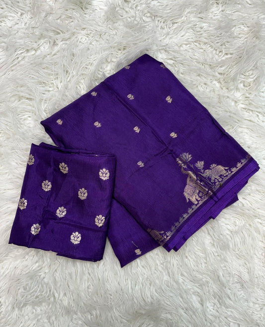 Viscose Russian Dola Saree with Jacquard Elephant Design & Rich Pallu
