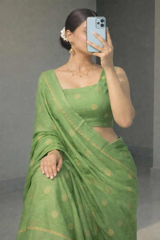 Viscose Silk Saree with Satin Border & Jacquard Leaf Design
