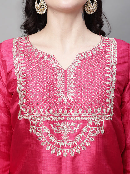 Silk Blend Nyra Cut Kurta Trouser & Dupatta Set for Women