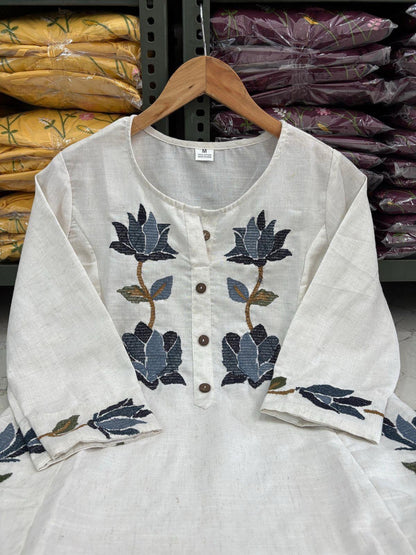 Woven Cotton Flex Co-Ord Set with Floral Embroidery Work