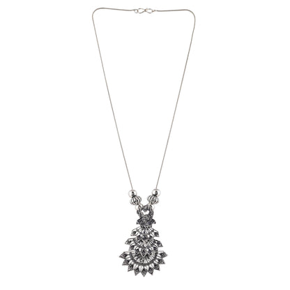 Sukriti Trending Stylish Oxidized German Silver Peacock styled Chain Pendent Fashion Jewelry for Women & Girls