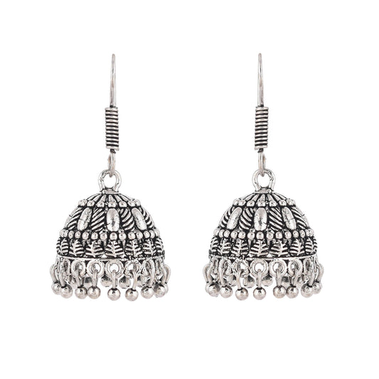 sukriti beautiful trending silver oxidised jhumki jhumka earrings for girls & women