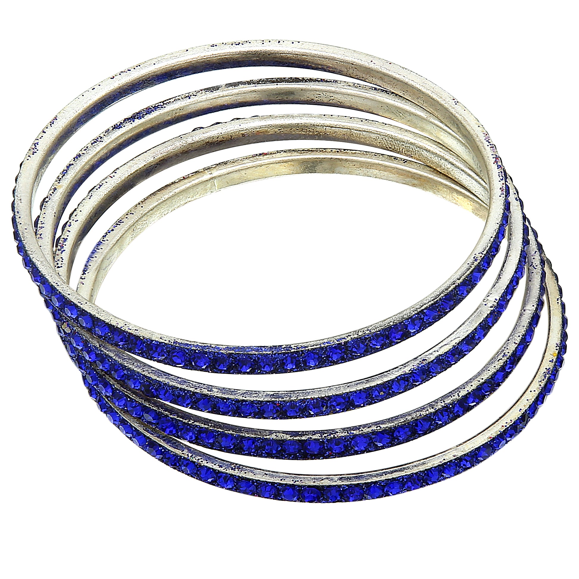 sukriti partywear traditional brass blue bangles for women - set of 4