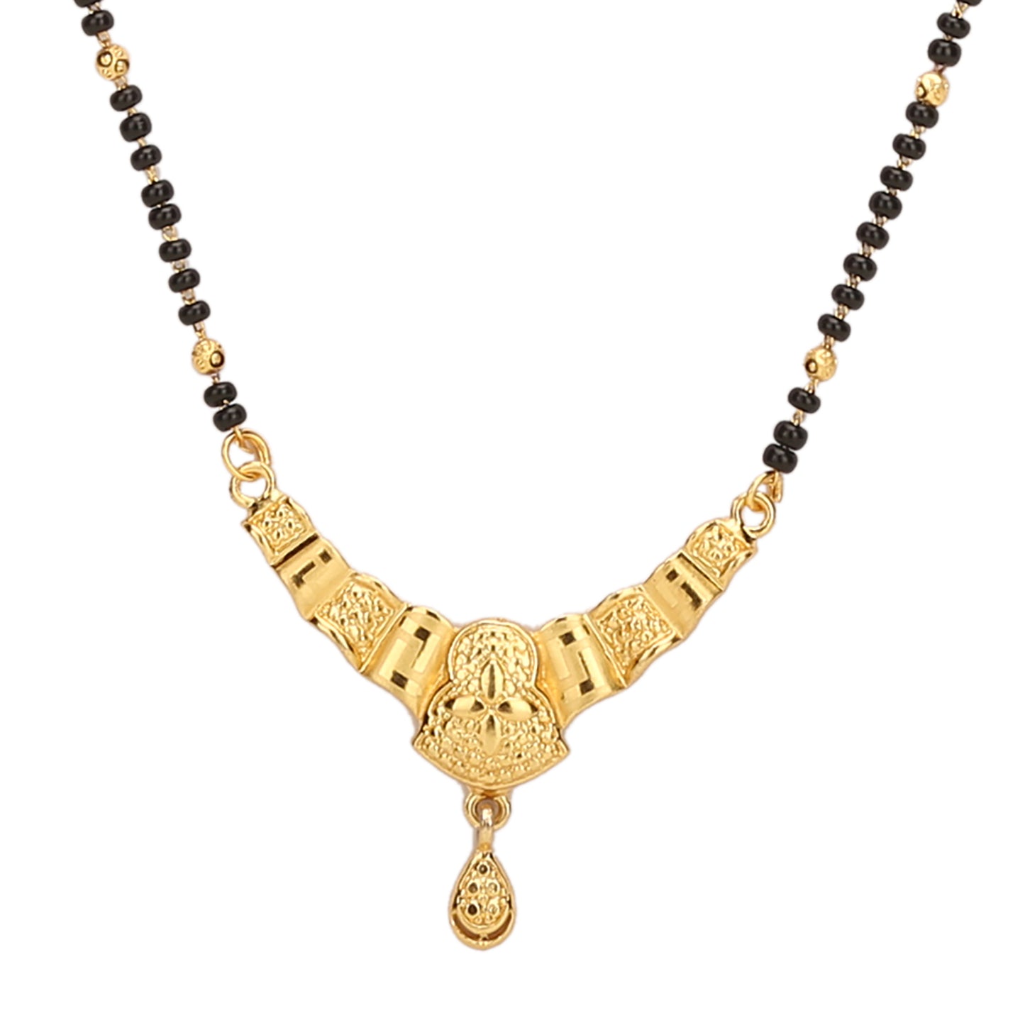 sukriti ethnic traditional bridal gold plated mangalsutra black bead chain for women