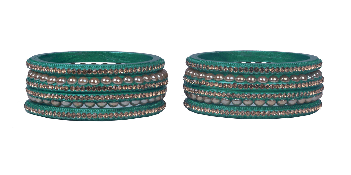 sukriti rajasthani wedding sea-green lac bangles for women - set of 6