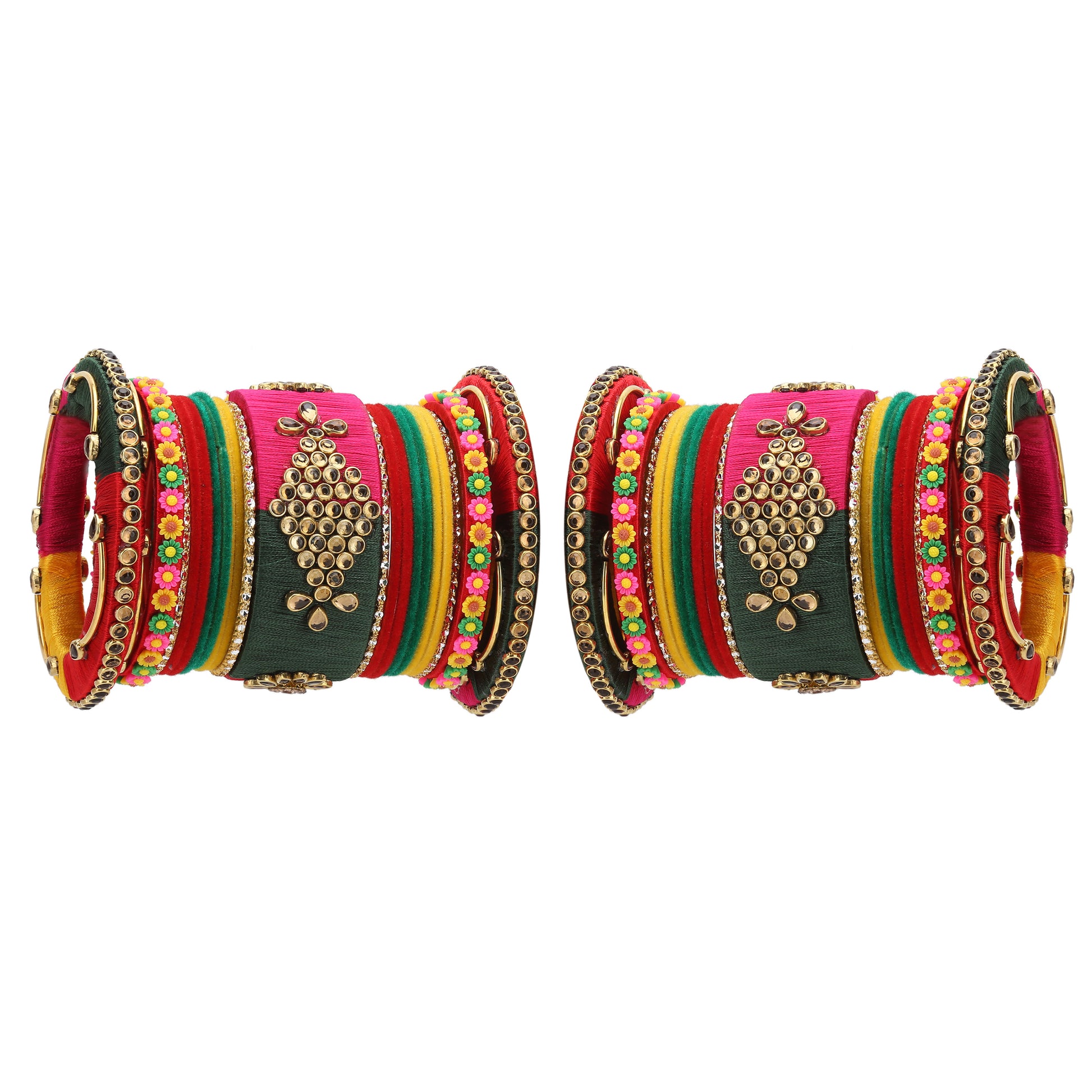 sukriti designer handmade kundan seep bridal chuda wedding multicolor bangles for women – set of 42