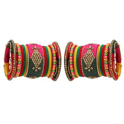 sukriti designer handmade kundan seep bridal chuda wedding multicolor bangles for women – set of 42