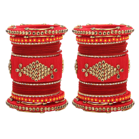 sukriti designer handmade kundan seep bridal chuda wedding red bangles for women – set of 42