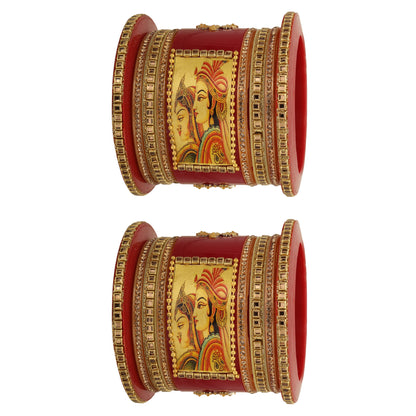 sukriti rajputi royal handcrafted raja rani kundan chuda wedding bangles jewellery for women – set of 18