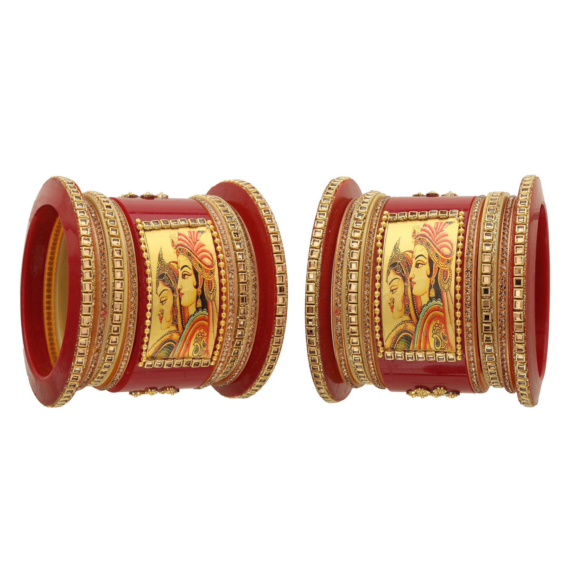 sukriti rajputi royal handcrafted raja rani kundan chuda wedding bangles jewellery for women – set of 18