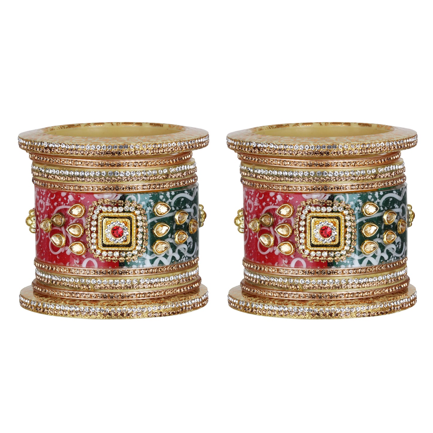sukriti beautiful ethnic handcrafted kundan seep chuda wedding bangles jewellery for women – set of 18
