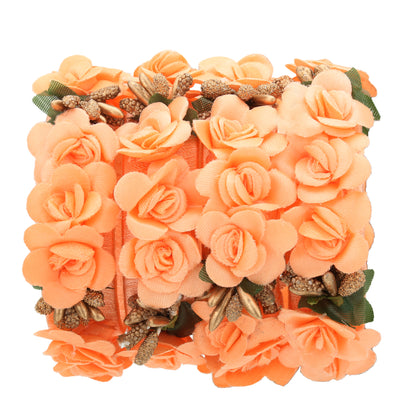 sukriti beautiful handcrafted peach flower designer silk thread bridal chuda wedding bangles for women – set of 22