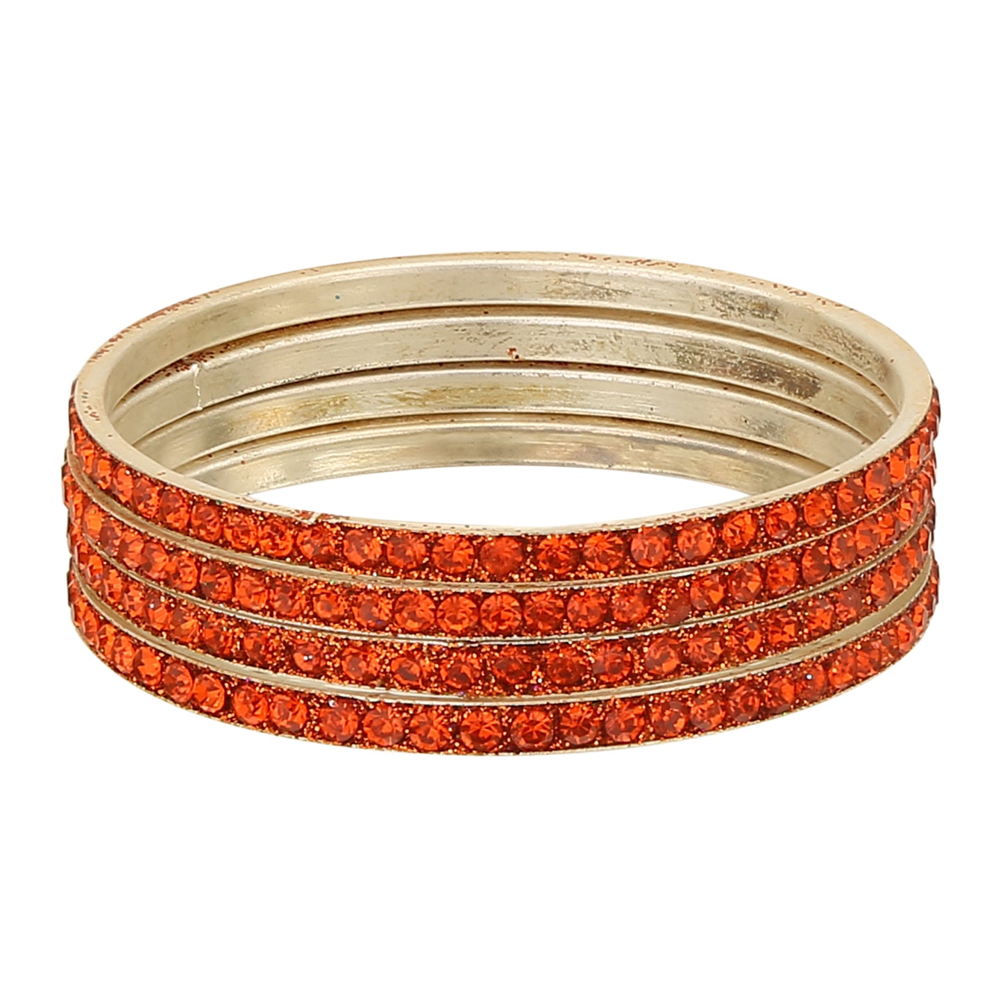 sukriti partywear traditional brass orange bangles for women - set of 4