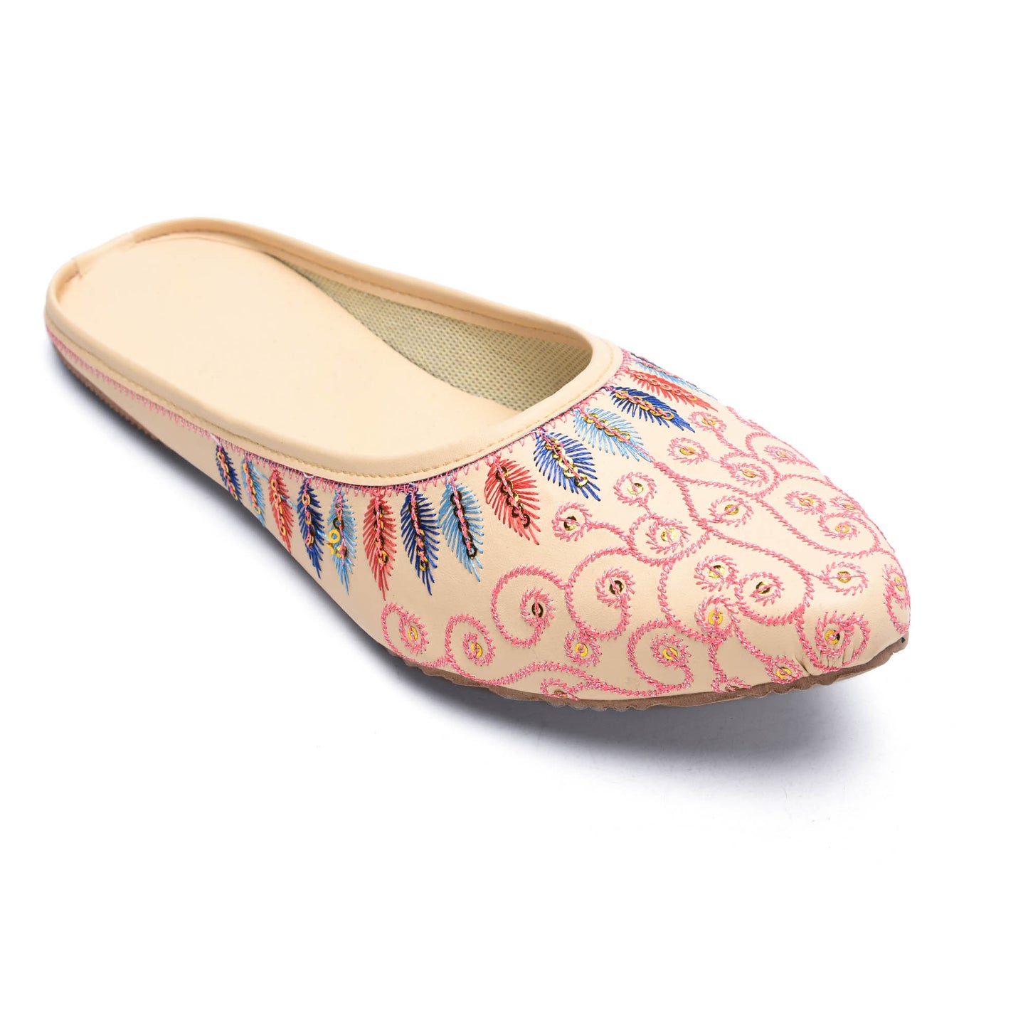 Sukriti Ethnic Traditional Handmade Stylish Latest Embroidery Jaipuri Cream Jutti | Nagra | Mojari | Shoes for Women & Girls