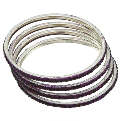 sukriti partywear traditional brass purple bangles for women - set of 4