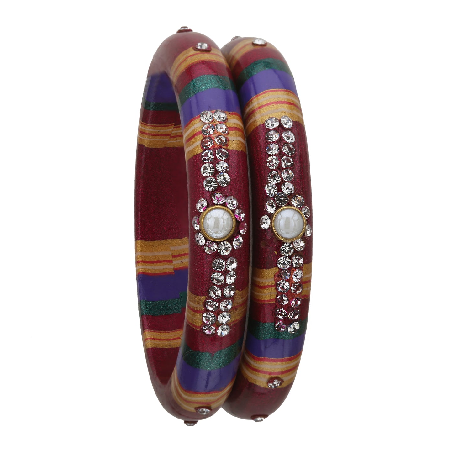 sukriti rajasthani traditional laharia maroon lac kadaa bangles for women – set of 2