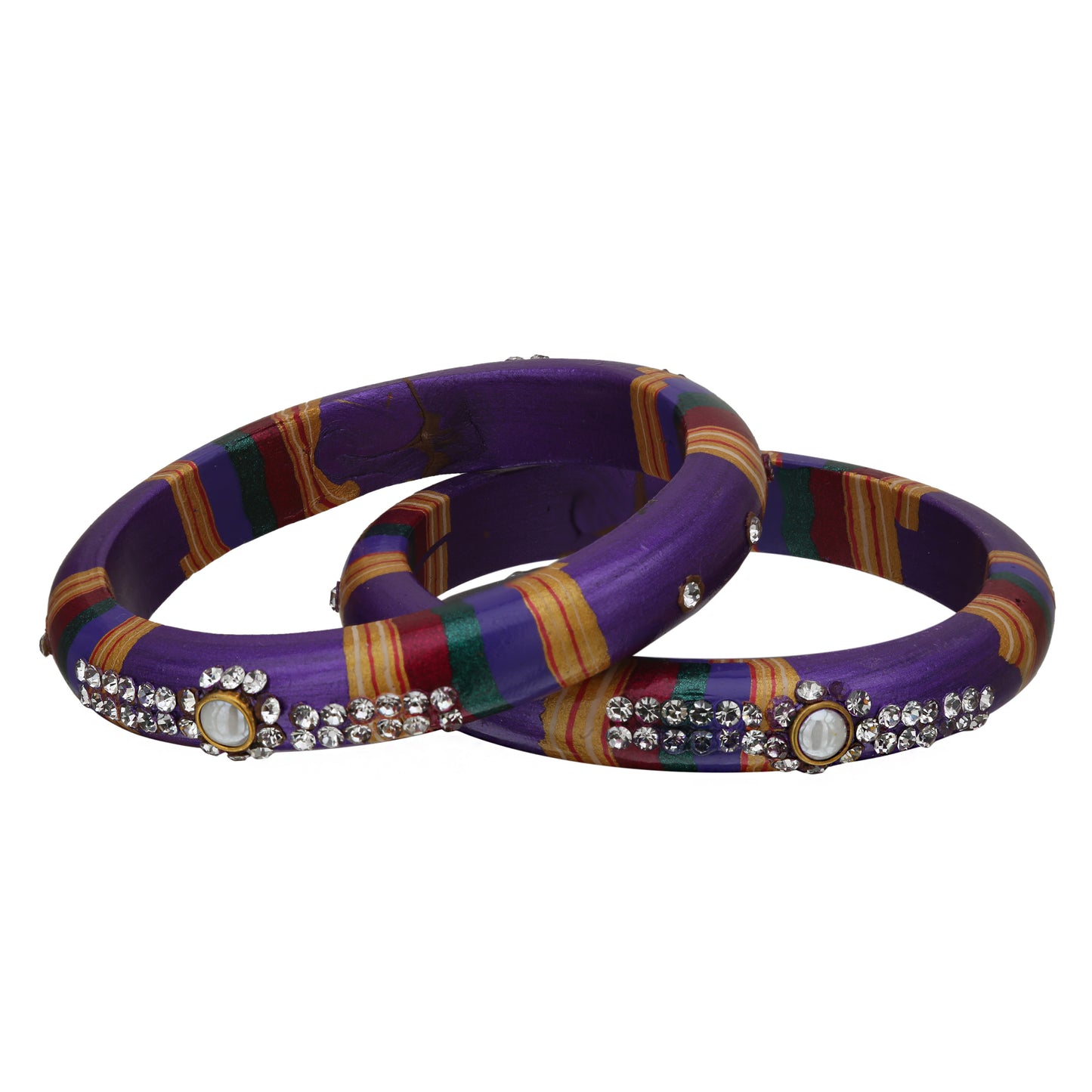sukriti rajasthani traditional laharia purple lac kadaa bangles for women – set of 2