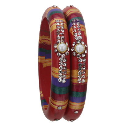 sukriti rajasthani traditional laharia red lac kadaa bangles for women – set of 2