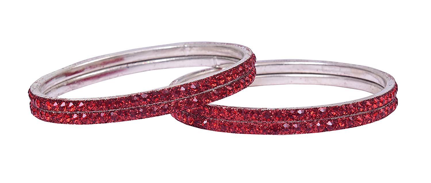sukriti partywear traditional brass red bangles for women - set of 4