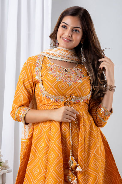 Premium Cotton Handwork Embroidery Suit with Cotton Sharara and Dupatta