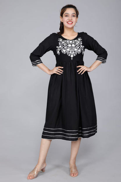 Elegant Heavy Rayon Gown with Neck Sequence Embroidery