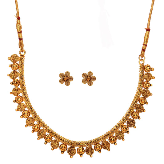 sukriti antique gold plated earring necklace set jewelry for girls & women