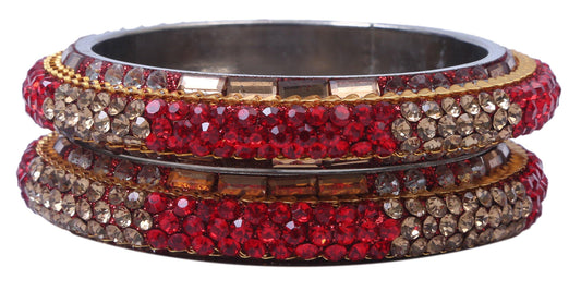 sukriti bollywood fashion stylish party-wear red brass bangles bracelet for women & girls - set of 2
