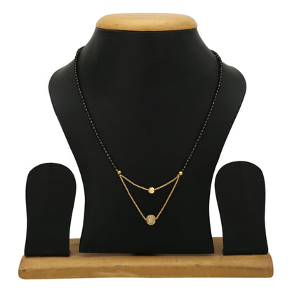 sukriti bridal gold plated american diamond mangalsutra nallapusalu tanmaniya necklace black bead chain for women
