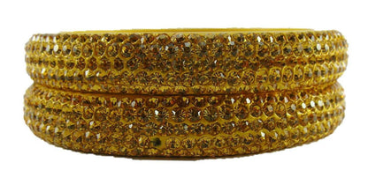 sukriti bridal rajasthani yellow lac bangles for women - set of 2