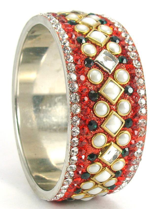 sukriti bridal red green brass kadaa bracelet for women