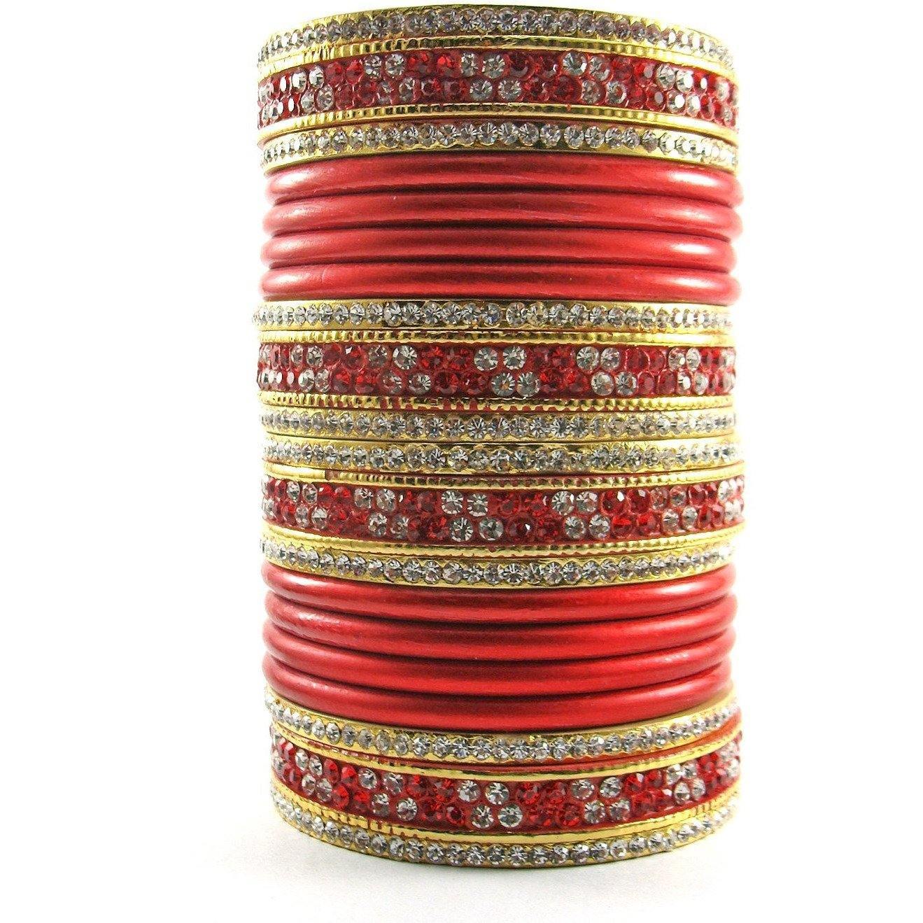 sukriti bridal red lac chura bangles for women -set of 20