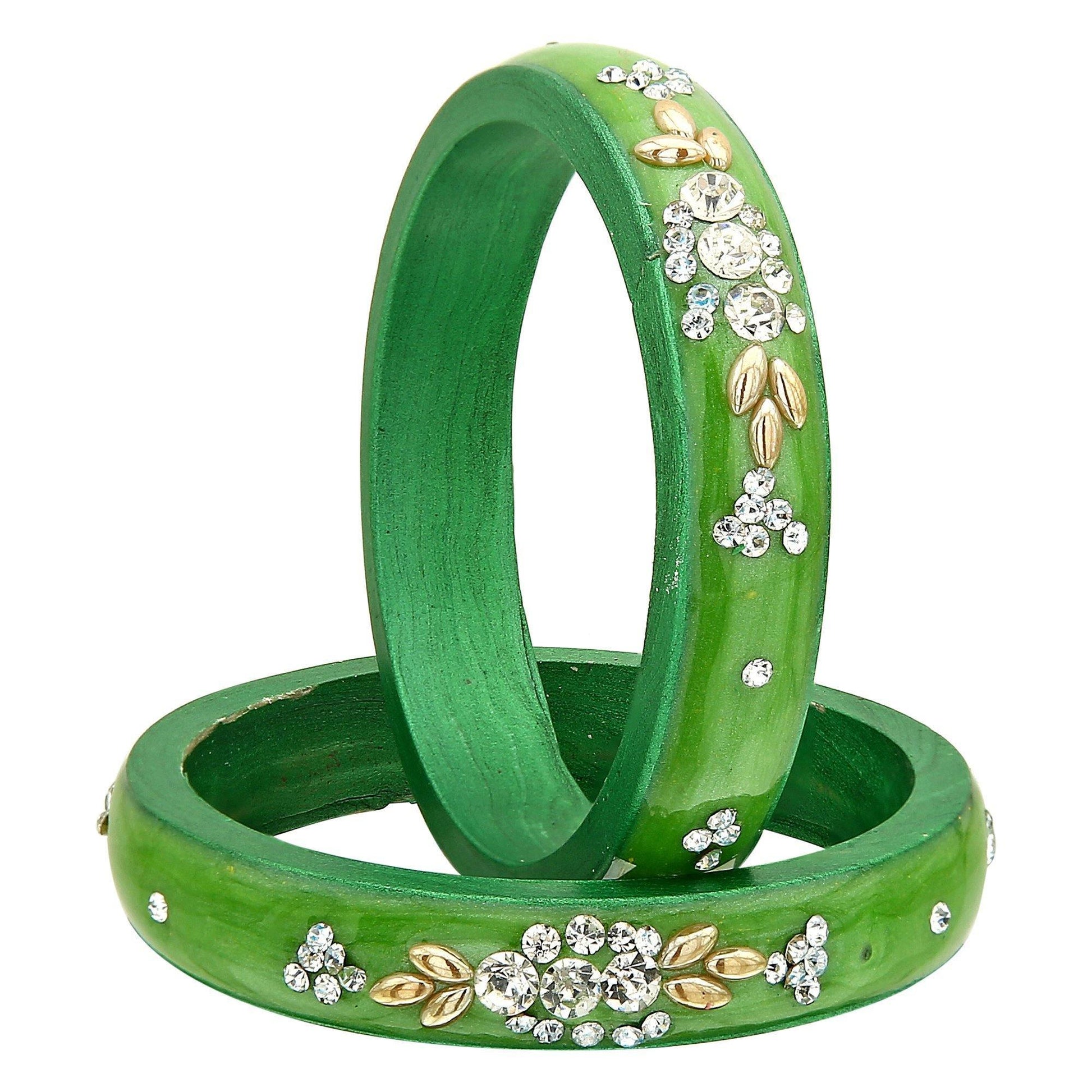 Sukriti Casual Everyday Wear Fancy Green Lac Bangles Set of