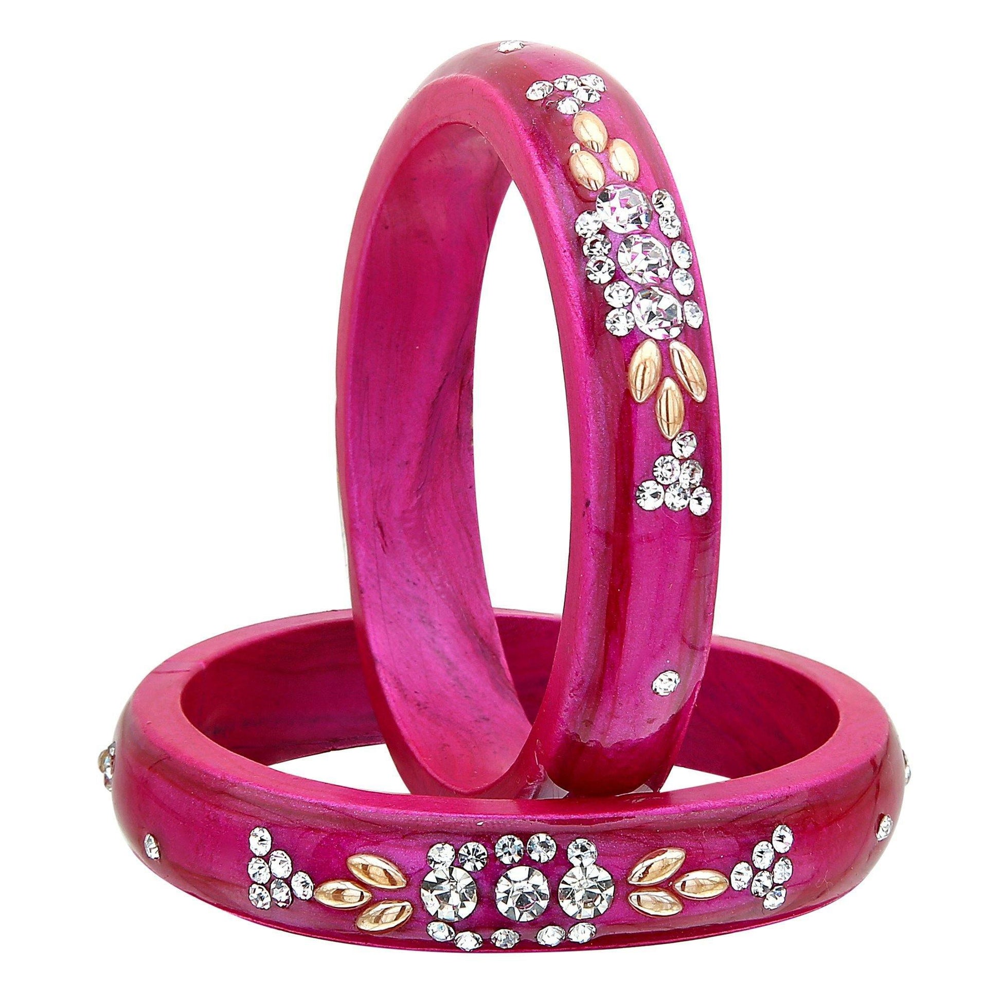 sukriti casual everyday wear fancy magenta lac bangles - set of 2