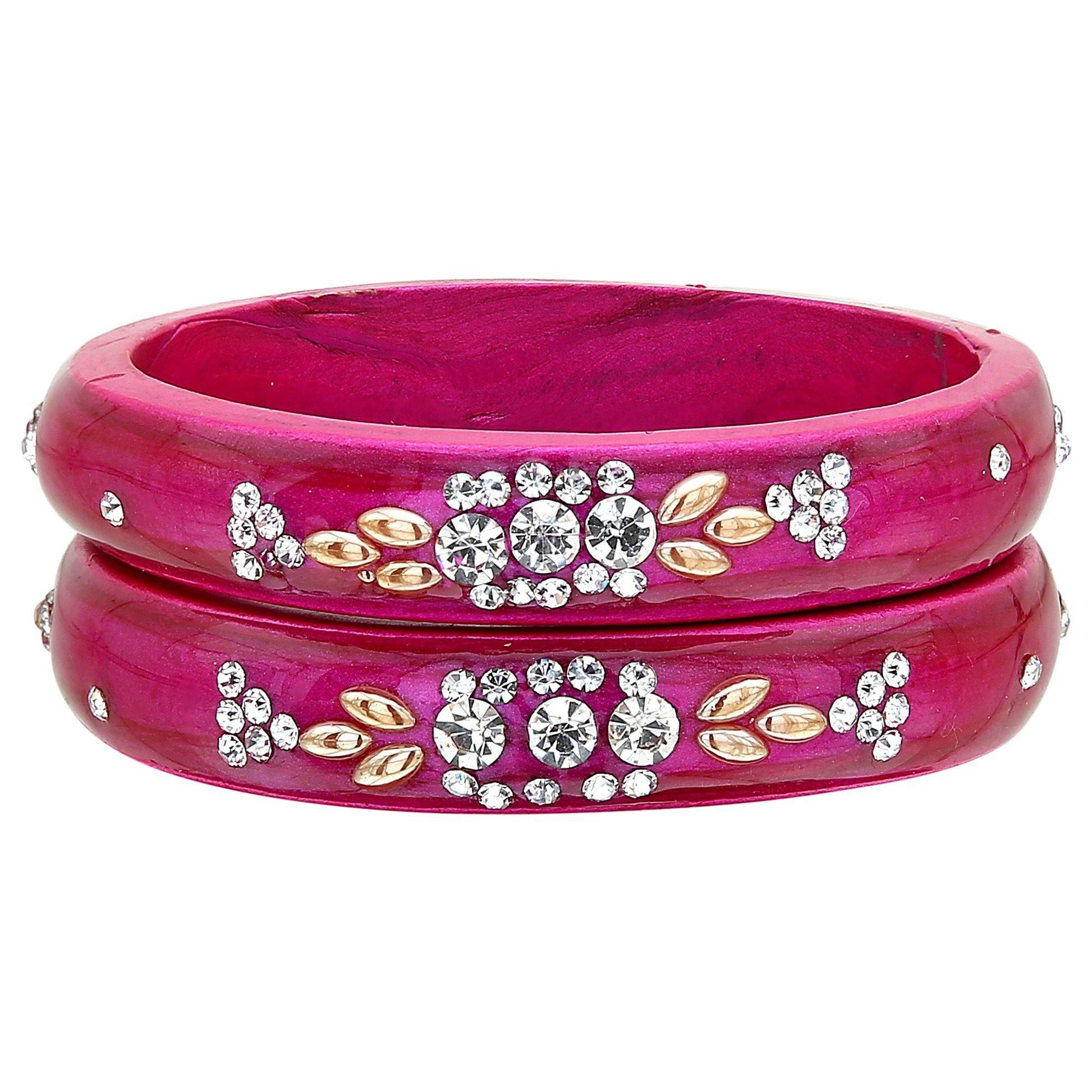 sukriti casual everyday wear fancy magenta lac bangles - set of 2