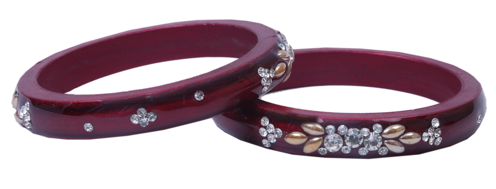 sukriti casual everyday wear fancy maroon lac bangles - set of 2