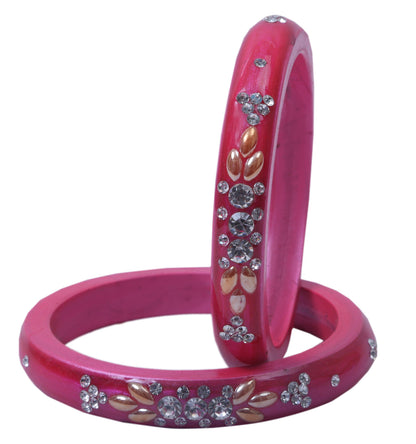 sukriti casual everyday wear fancy pink lac bangles - set of 2