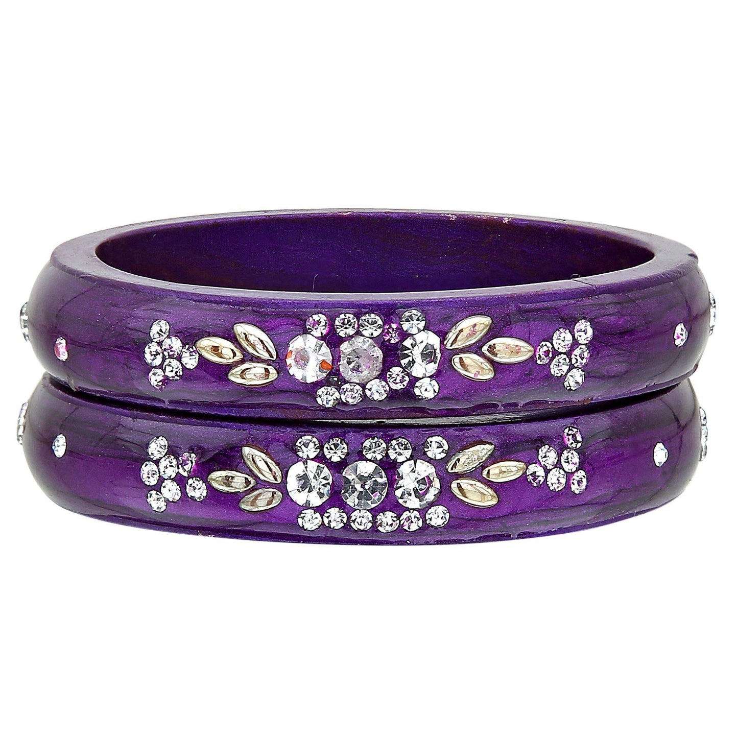 sukriti casual everyday wear fancy purple lac bangles - set of 2