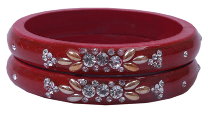 sukriti casual everyday wear fancy red lac bangles - set of 2